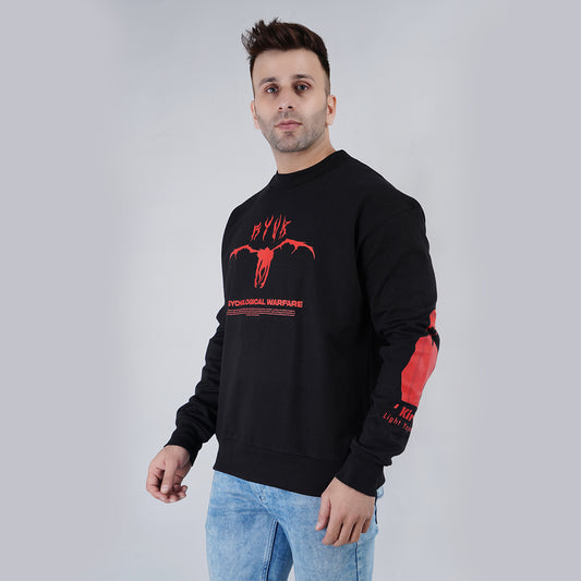 Men Black Printed Oversize Sweatshirt image 1
