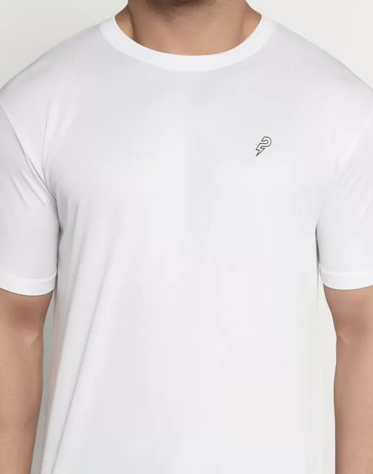 Men Solid Round Neck Polyester Green T-Shirt image 1