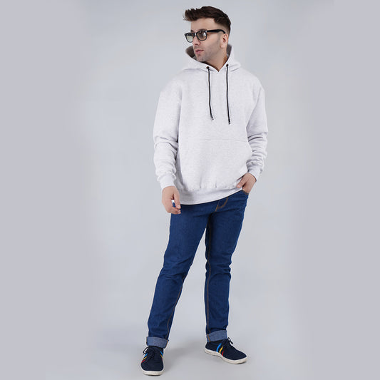 Full Sleeve Solid Men White Hoodie image 1