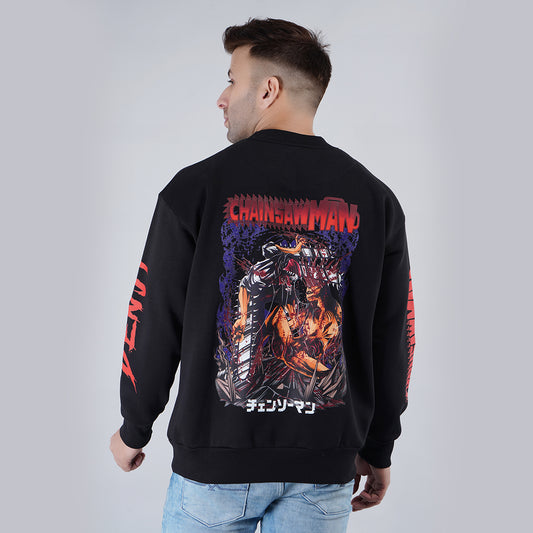 Men Black Oversize Sweatshirt Full Sleeve image 1