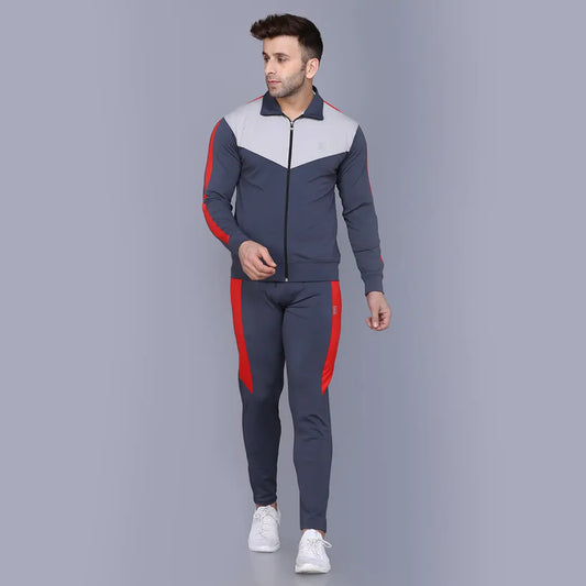 Self Design Men Track Suit | Dark Gray
