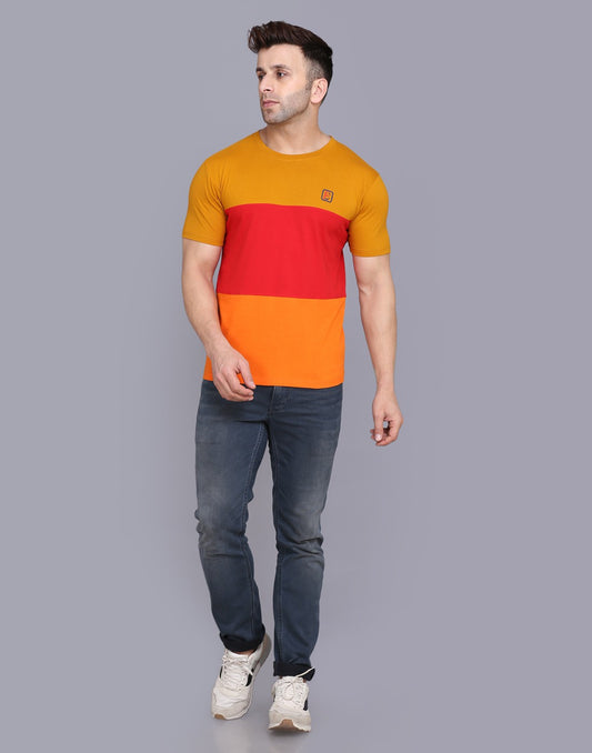 Men's Round Neck Half Sleeve Multicolour T-shirt image 0