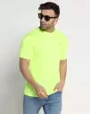 Men Solid Round Neck Polyester Green T-Shirt - S, parrot-green image