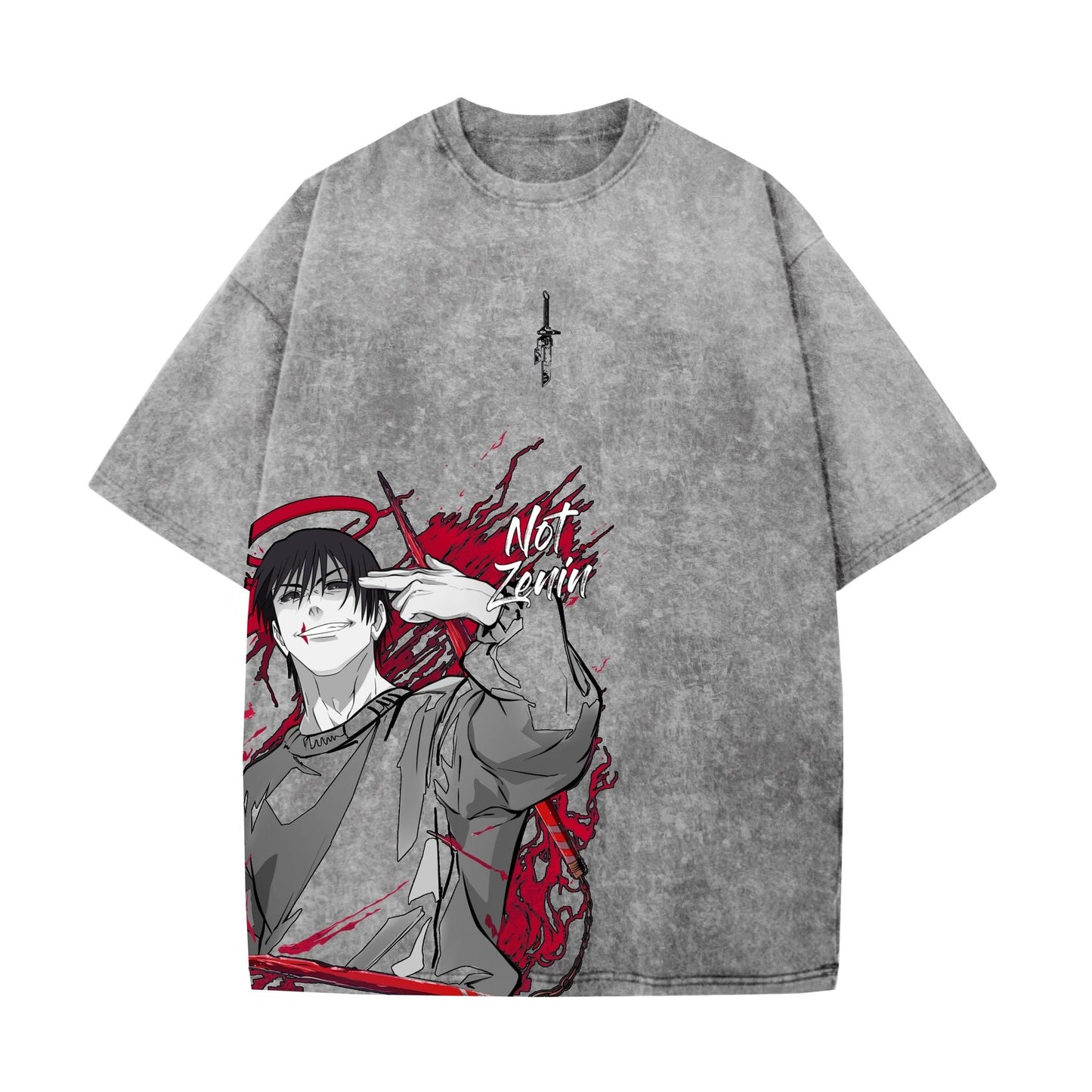 Toji Fushiguro Acid Wash  Oversized T-Shir