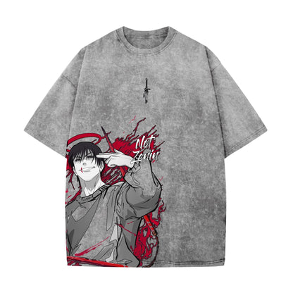 Toji Fushiguro Acid Wash  Oversized T-Shir