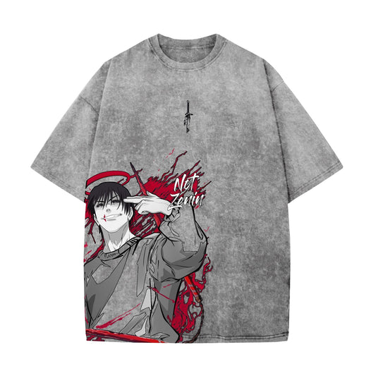 Toji Fushiguro Acid Wash  Oversized T-Shir
