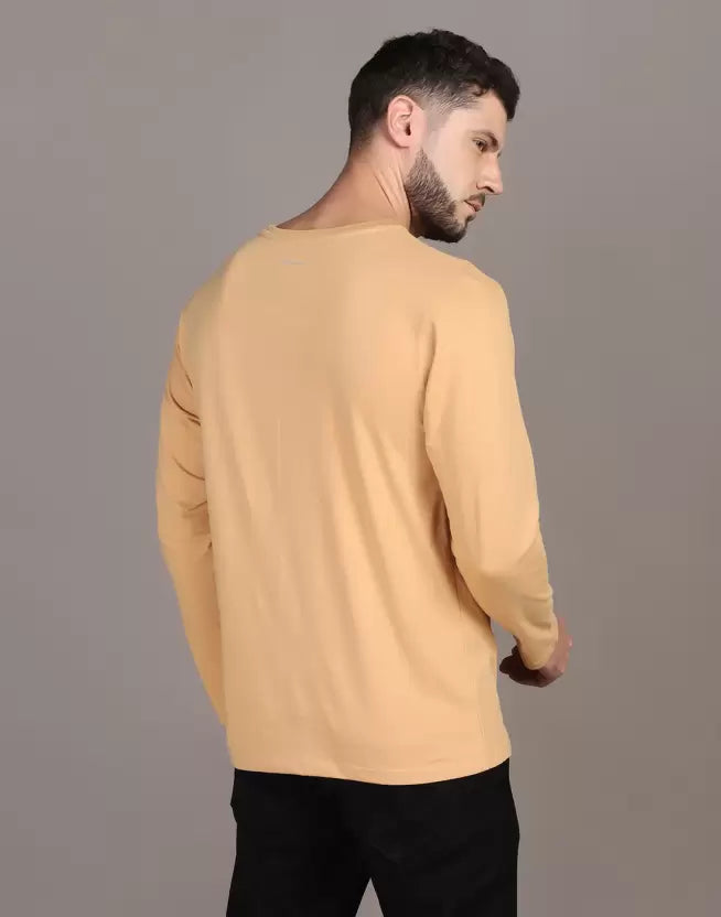 Men's Round Neck Full Sleeve Stone Colour T-shirt image 6