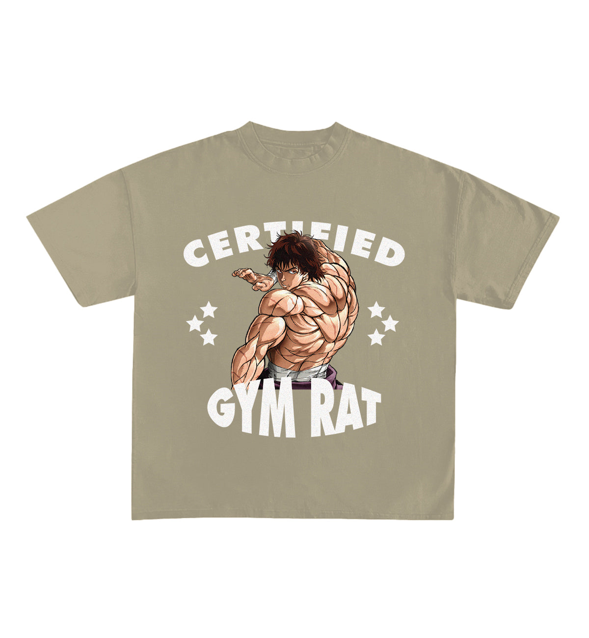 Certified Gym Rat Baki Designed Oversized Tee - XL, Beige image