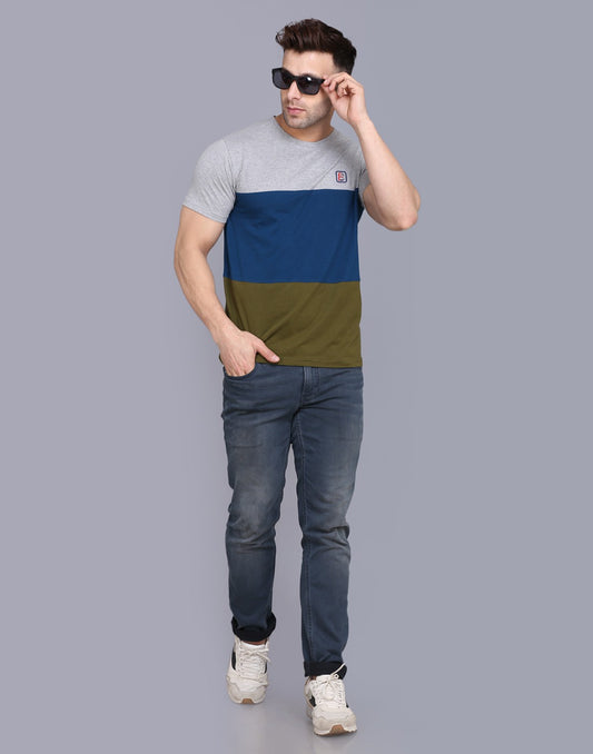 Men’s Round Neck Half Sleeve Multicolour T-shirt image 0