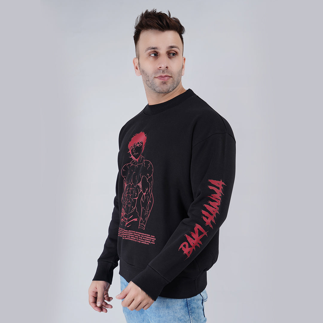 Black Printed Oversize Sweatshirt image 6