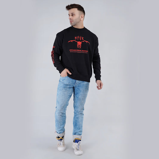 Men Black Printed Oversize Sweatshirt image 0
