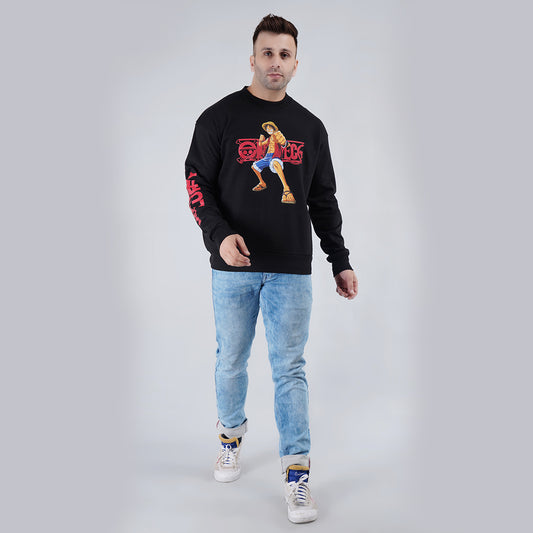 Men Black Printed Oversize Sweatshirt image 0