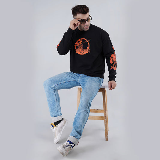 Printed Black Mens Oversize Sweatshirt image 0