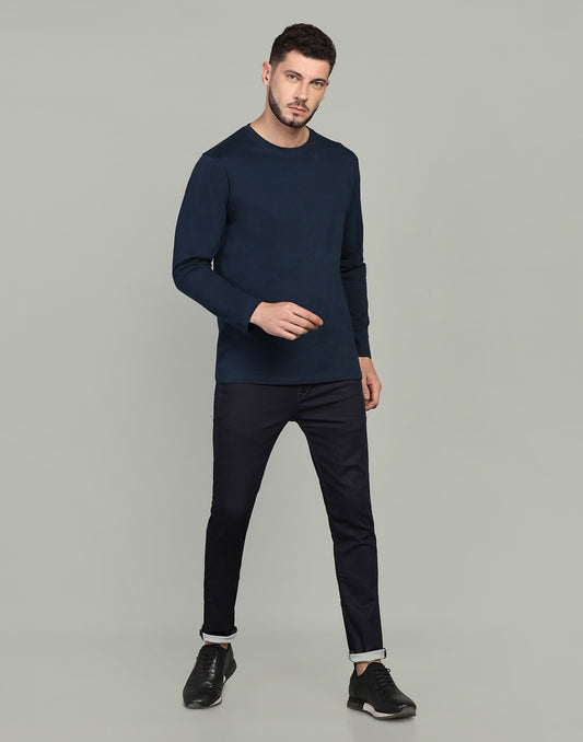 Men’s Round Neck Full Sleeve Teal Colour T-shirt image 0