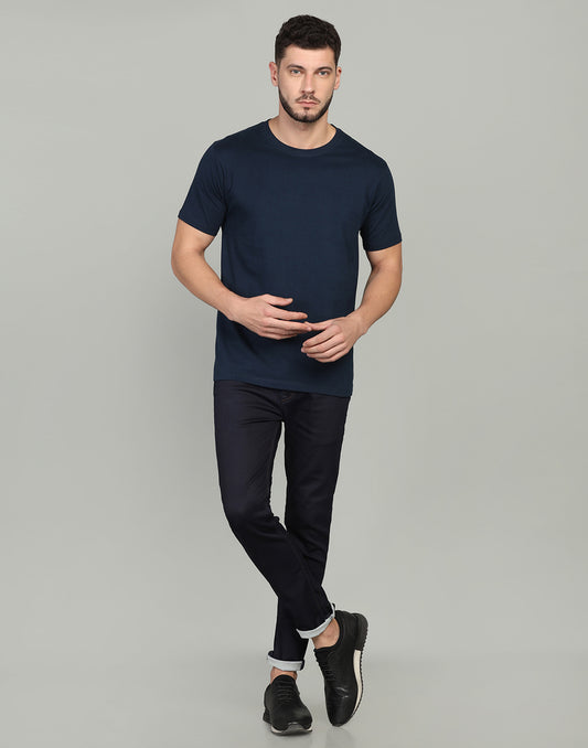 Men's Round Neck Half Sleeve Teal Colour T-shirt image 0