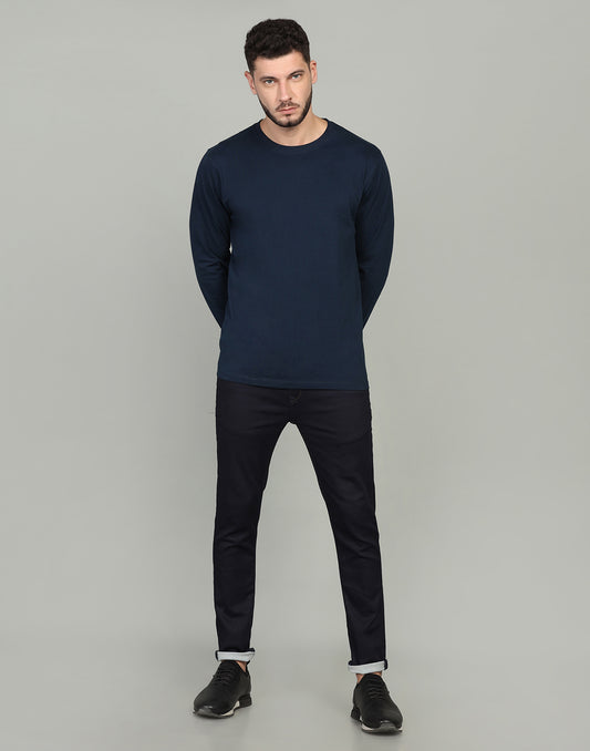 Men’s Round Neck Full Sleeve Teal Colour T-shirt image 1