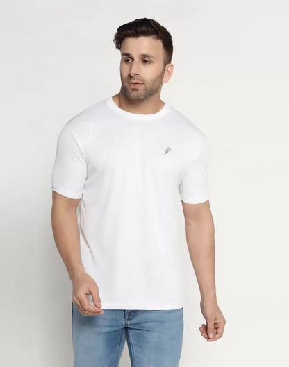 Men Solid Round Neck Polyester Green T-Shirt image 0