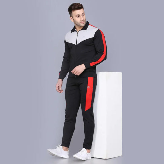 Self Design Men Track Suit | Dark Gray
