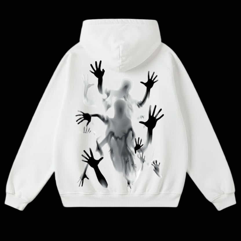 Ghost Hand hoodie white Oversized