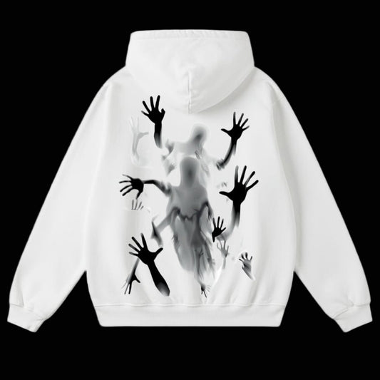 Ghost Hand hoodie white Oversized