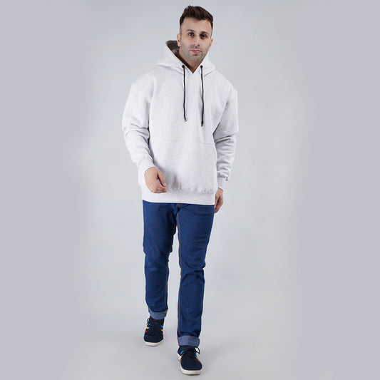 Full Sleeve Solid Men White Hoodie image 0