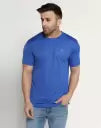 Men Solid Round Neck Polyester Green T-Shirt - XXL, Blue image