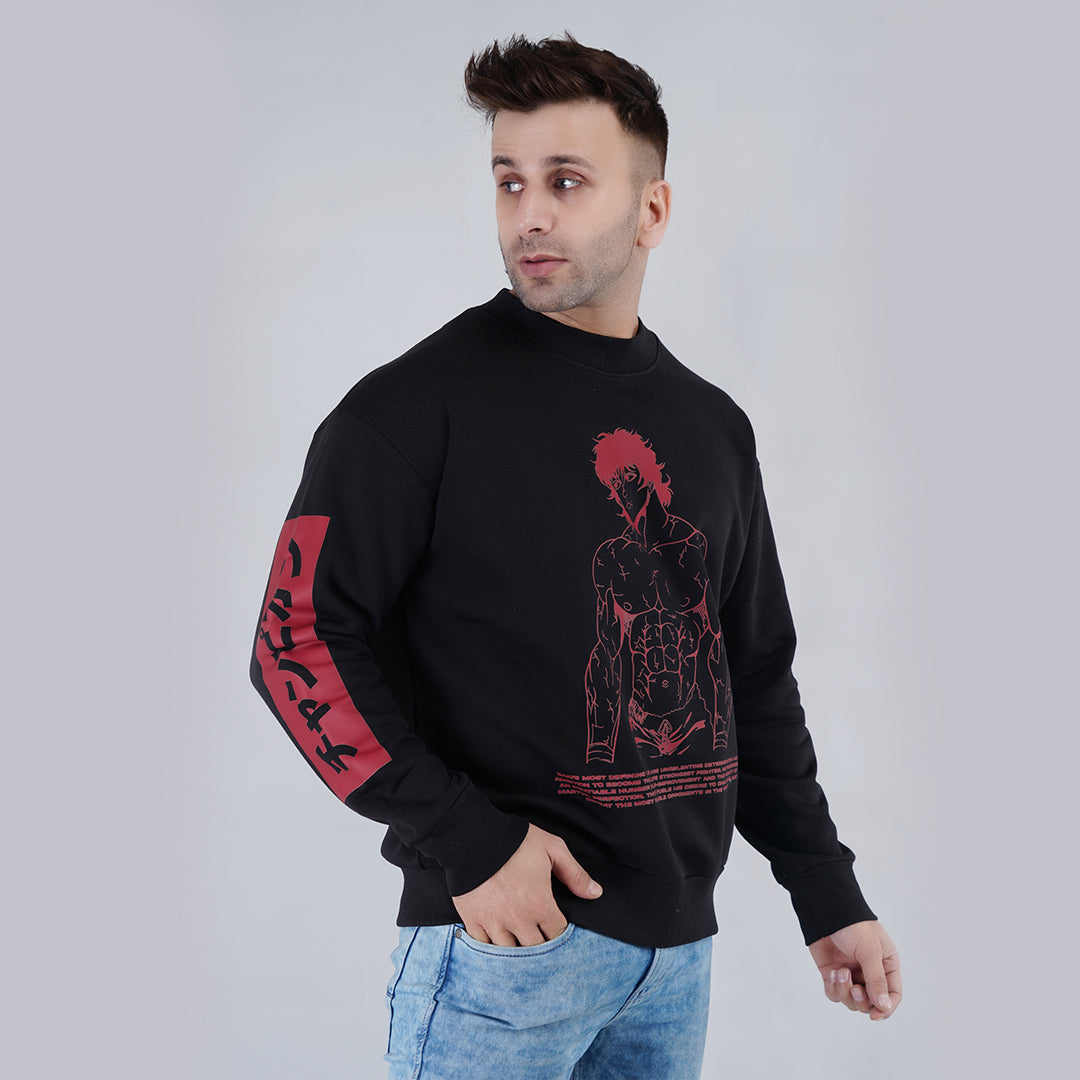 Black Printed Oversize Sweatshirt image 4