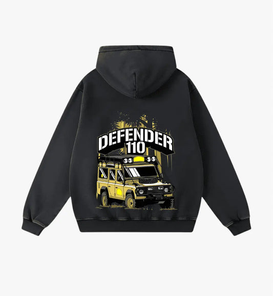 Defender 110 Black Acidwashed ovensized  hoodie