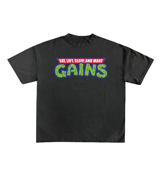 Eat, Lift, Sleep, And Make Gains Designed Oversized Tee image 0
