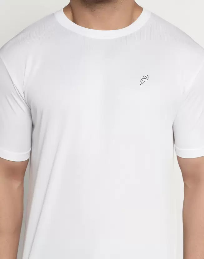 Men Solid Round Neck Polyester Green T-Shirt image 1