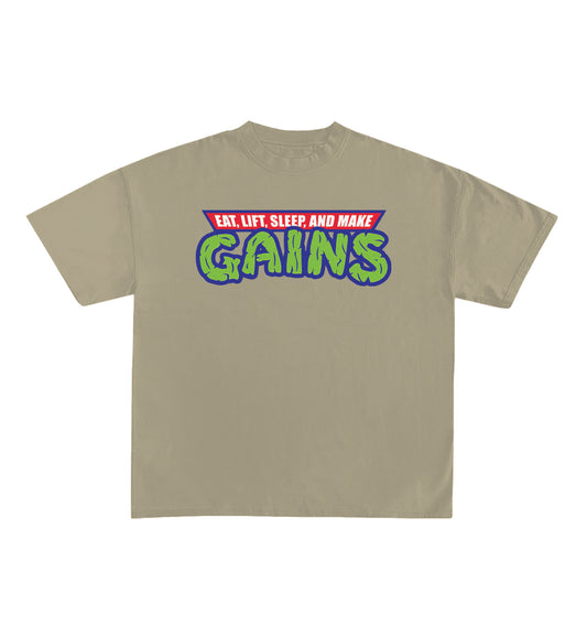 Eat, Lift, Sleep, And Make Gains Designed Oversized Tee image 1