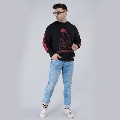 Black Printed Oversize Sweatshirt image 2