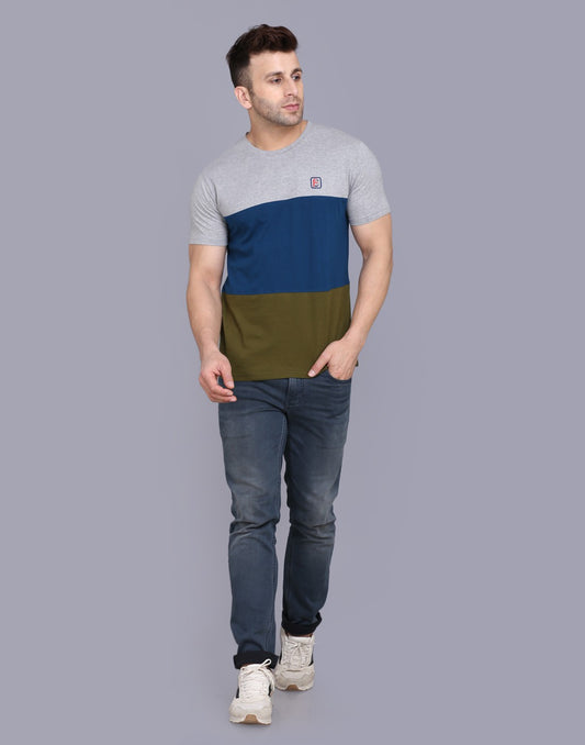 Men’s Round Neck Half Sleeve Multicolour T-shirt image 1